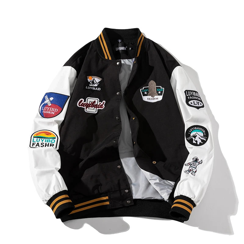 Autumn Winter Varsity Jacket Men Fashion Baseball Jacket Women Embroidery Letter American Coat College Streetwear Button Pink