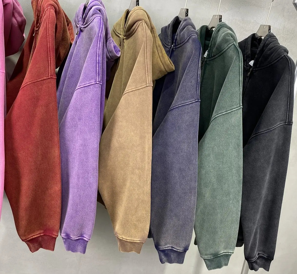 Vintage Hoodies Man Zip Up Retro Oversize Hoodies Women Casual Hooded Sweatshirt Zipper Solid Fleece American Unisex Green Pink