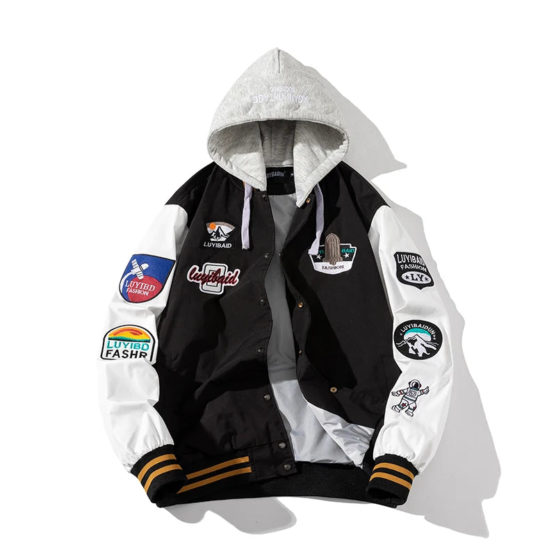 Autumn Winter Varsity Jacket Men Fashion Baseball Jacket Women Embroidery Letter American Coat College Streetwear Button Pink