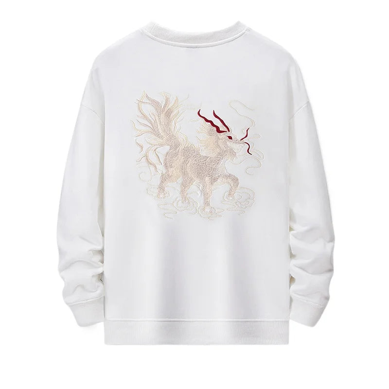 Embroidery Hoodies Men Casual Vintage Hoodies Man Chinese Harajuku Cotton Fashion Hip Hop Sweatshirt Pullover High Quality Male