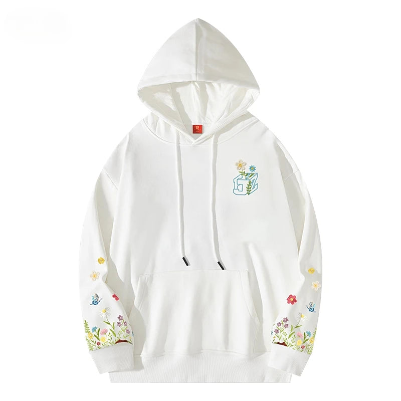 Fashion Hoodies Men Oversize Flower Embroidery Hoodies Women Casual Hooded Sweatshirt Loose Unisex Hoody Designer Streetwear