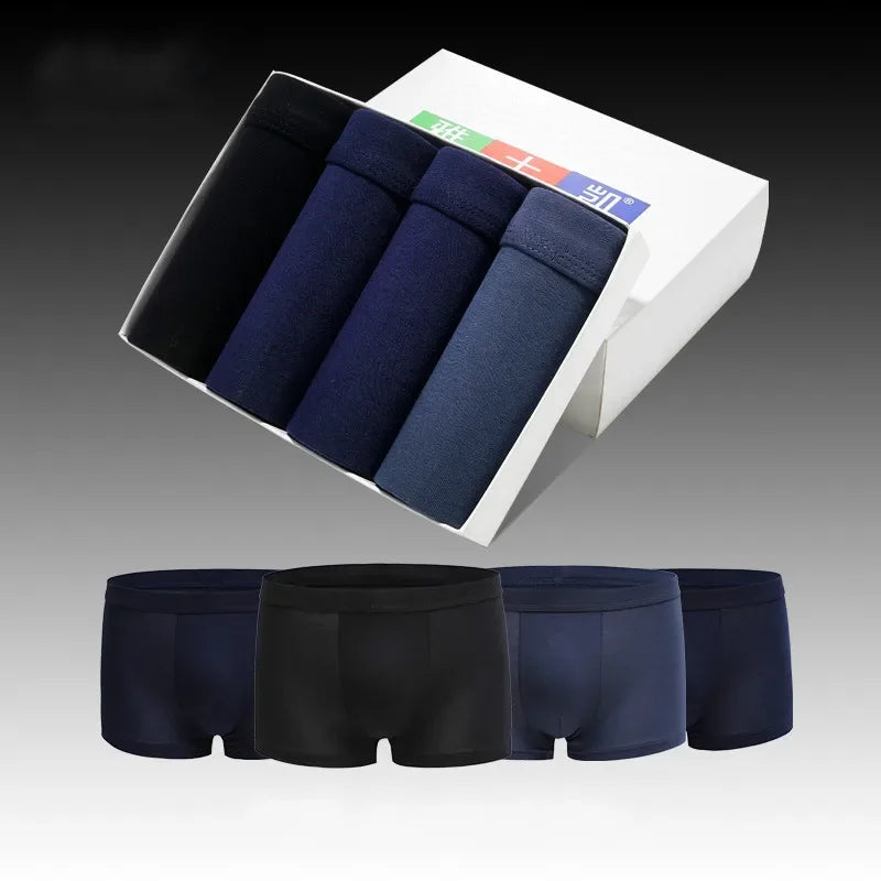 4 pcs Mens Underwear Boxers Shorts Solid Modal Ice Silk Boxer Male Underwear Sexy Breathable Youth Big Size 5XL 6XL 7XL