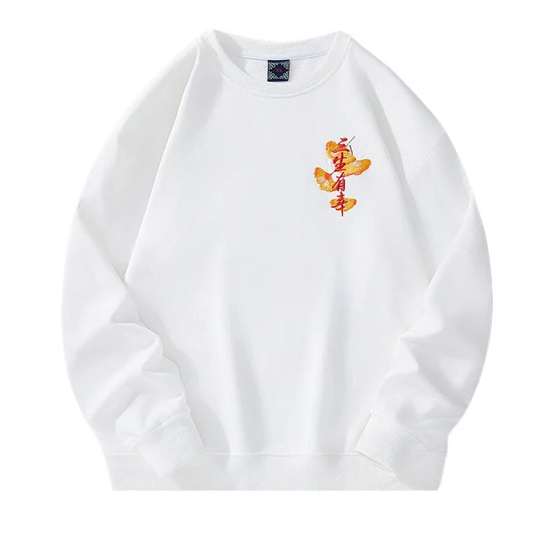 Harajuku Crewneck Sweatshirt Men Embroidery Hoodies Women Japanese Fashion Hoodies Streetwear Cotton Casual Pullover Fleece 2024