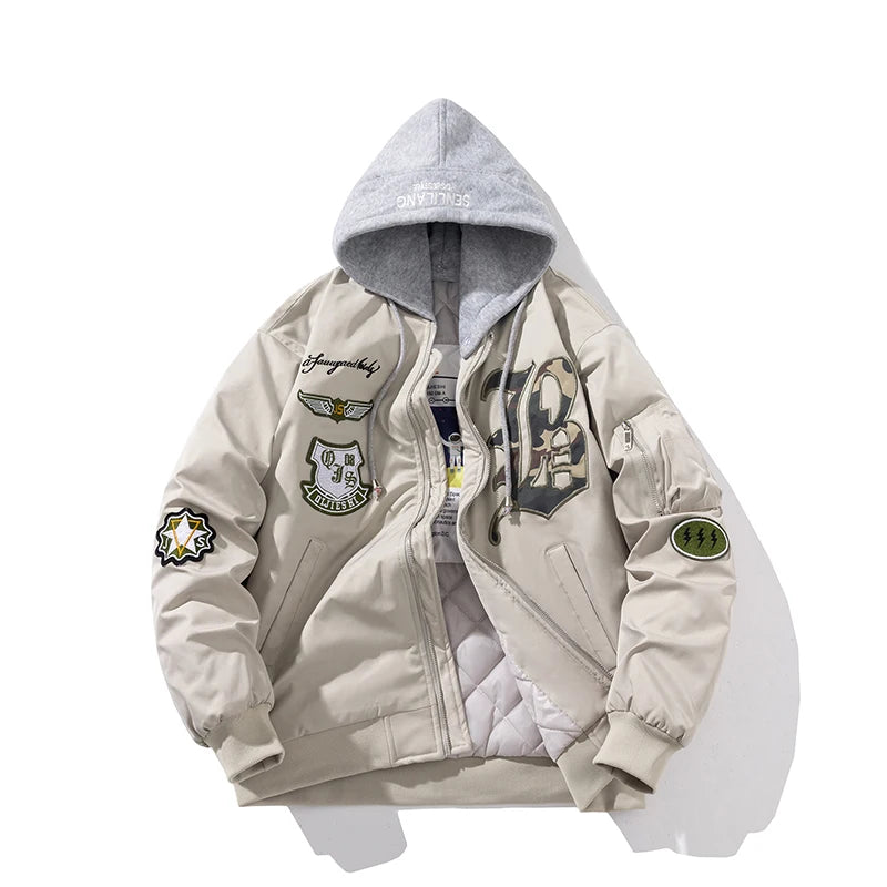 Autumn Winter Pilot Jacket Men Women Badge Star Vintage Bomber Jacket Embroidery Men Fashion Hip Hop Windbreaker Coat Streetwear