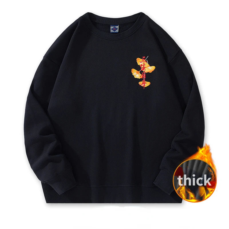 Harajuku Crewneck Sweatshirt Men Embroidery Hoodies Women Japanese Fashion Hoodies Streetwear Cotton Casual Pullover Fleece 2024