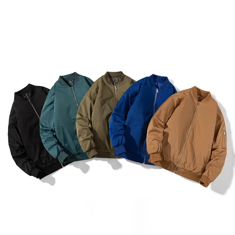 Autumn Winter Pilot Jacket Men Women Solid Bomber Jacket Vintage Fashion Casual Windbreaker Coat Hooded Couple Parkas Blue Khaki