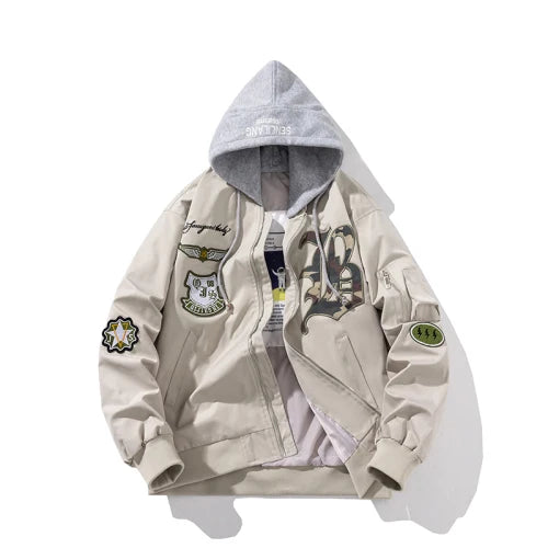 Autumn Winter Pilot Jacket Men Women Badge Star Vintage Bomber Jacket Embroidery Men Fashion Hip Hop Windbreaker Coat Streetwear