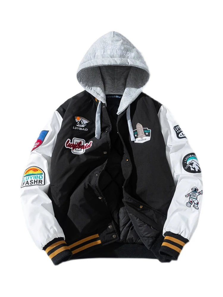 Autumn Winter Varsity Jacket Men Fashion Baseball Jacket Women Embroidery Letter American Coat College Streetwear Button Pink