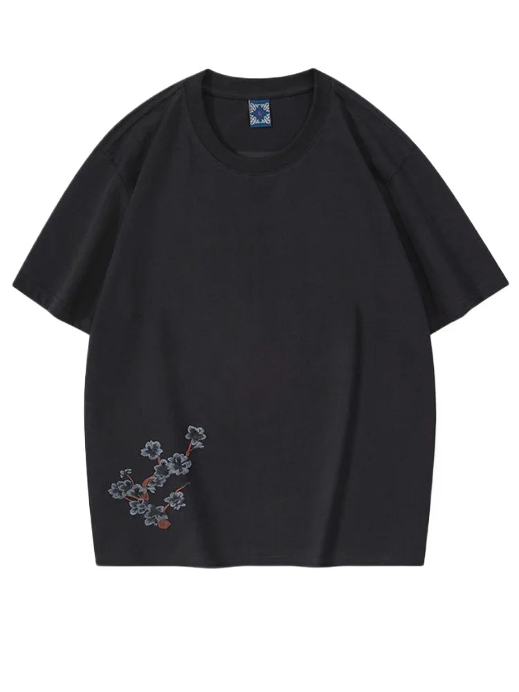 Summer Vintage T Shirt Men Fashion Embroidery T Shirt Women Harajuku Graphic T Shirts Fox Chinese Short Sleeve Loose Cool Unisex