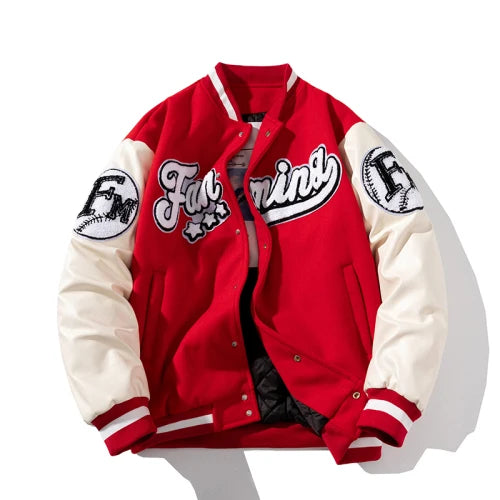 Winter Letter Baseball Jacket Men Women American Varsity Jacket Thick Warm Patchwork Hip Hop Coat Button Leather Sleeve Flocking