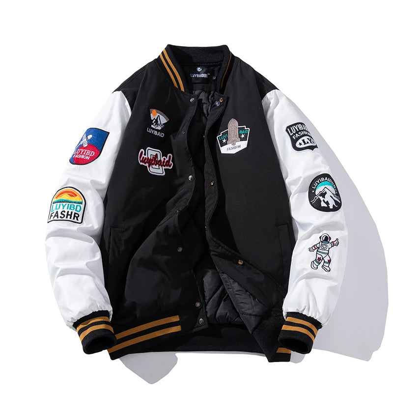 Autumn Winter Varsity Jacket Men Fashion Baseball Jacket Women Embroidery Letter American Coat College Streetwear Button Pink