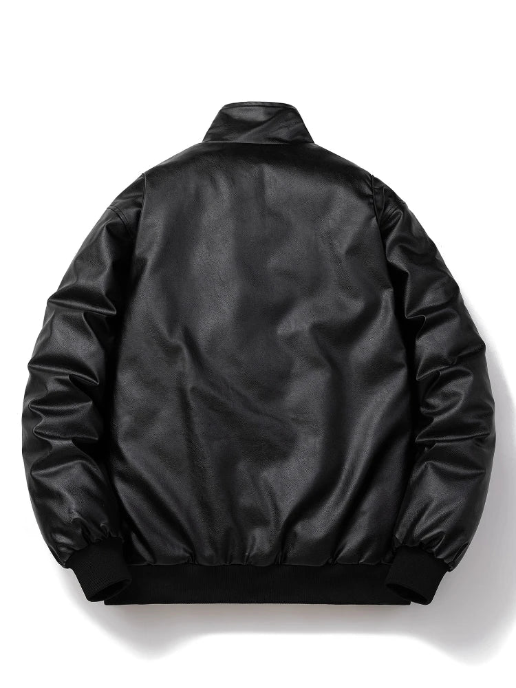 Man Leather Jacket Winter Vintage Motorcycle PU Leather Coat Warm Casual Baggy Motor Jacket Original Streetwear High Quality