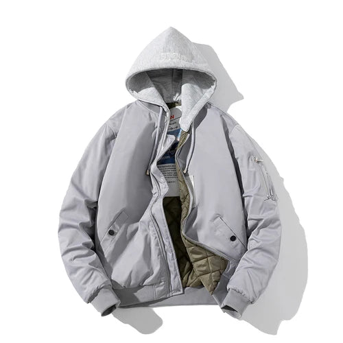 Men Bomber Jacket Women Solid Autumn Winter Pilot Jacket Fashion Vintage Hooded Baseball Coat Casual Windbreak Red Pink Burgundy