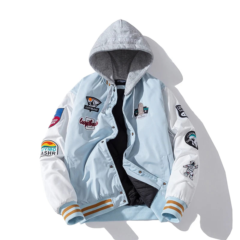 Autumn Winter Varsity Jacket Men Fashion Baseball Jacket Women Embroidery Letter American Coat College Streetwear Button Pink