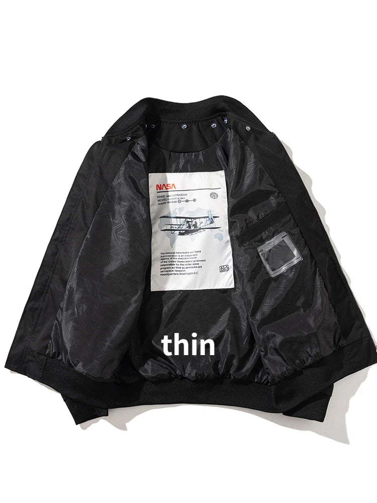 Autumn Winter Pilot Jacket Men Air Force Bomber Jacket Vintage Letter Embroidery Jacket Hip Hop Baseball Coat Hooded Casual 2023