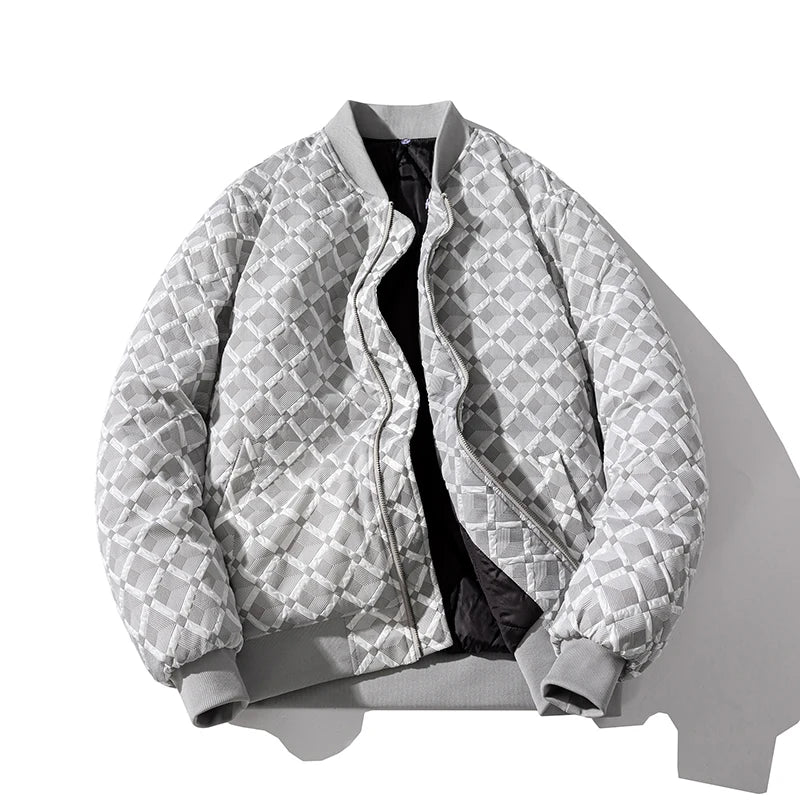 Men Bomber Jacket Women Winter Polit Basketball Jacket Hooded Solid Thick Jacquard American Couple Parkas Coat Unisex Streetwear