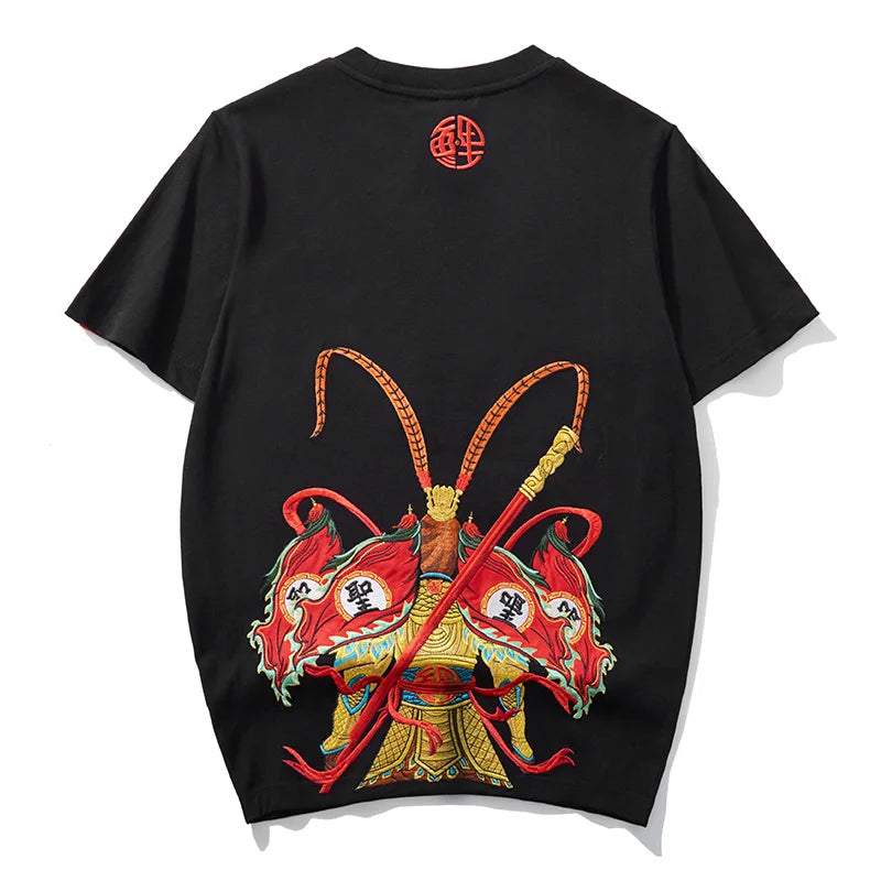 Summer Man Embroidery T Shirt Chinese Hip Hop T Shirt Men Casual Vintage Graphic Tees Short Sleeve Designer Cool High Quality