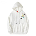 Casual Harajuku Hoodies Man Daisy Butterfly Embroidery Hoodies Women Oversize Hooded Sweatshirts Loose Couple Hoody Pullover