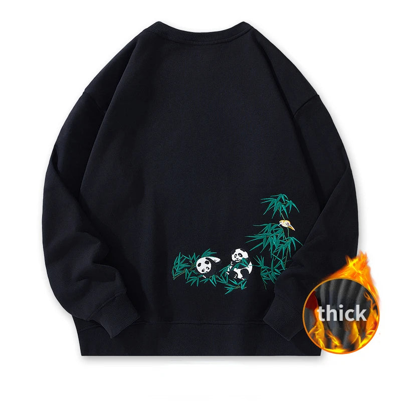 Fashion Crewneck Sweatshirt Men Bear Embroidery Hoodies Women Casual Chinese Panda Bamboo Fleece Designer Harajuku Pullover 2024