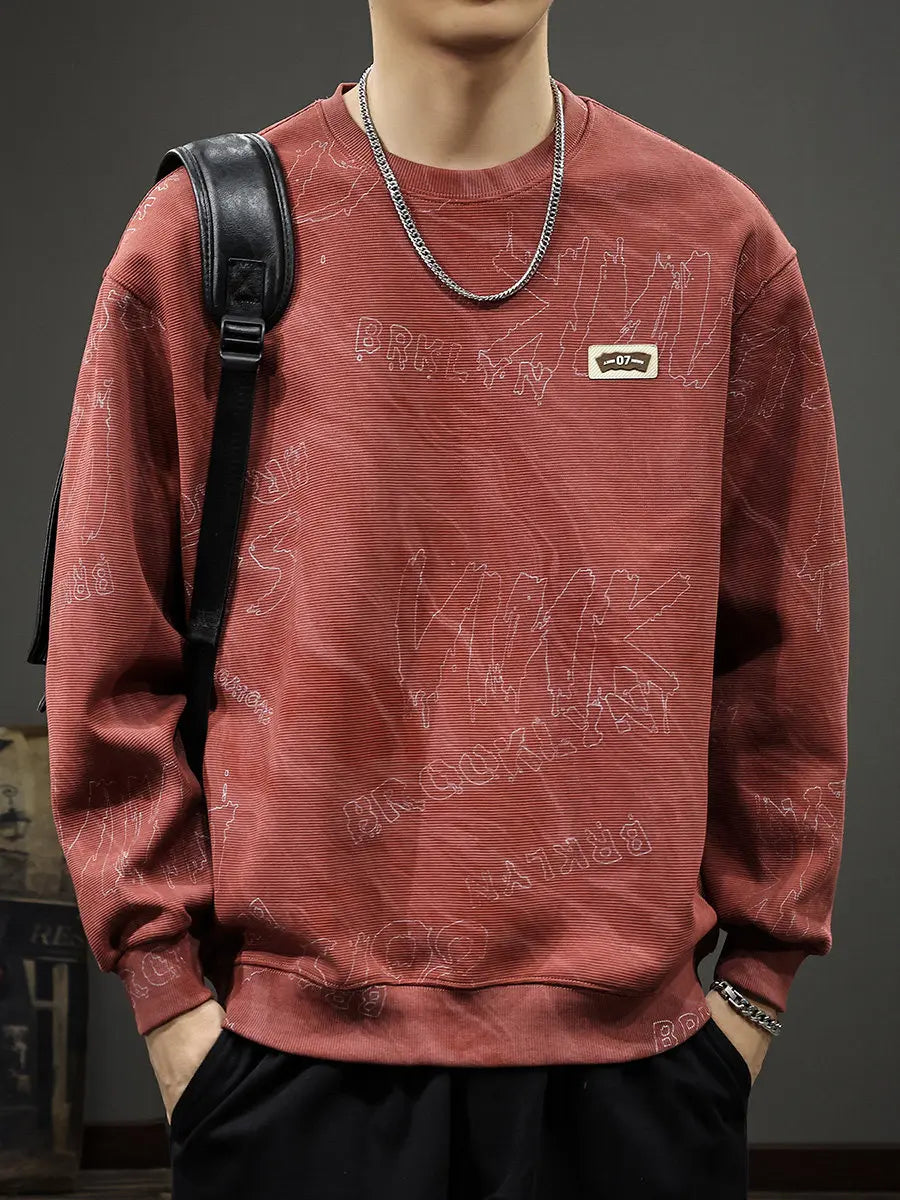 Casual Hoodies Man High Quality Crewneck Sweatshirt Vintage Jacquard Hoodies Letter Pullover Designer Autumn American Purple;