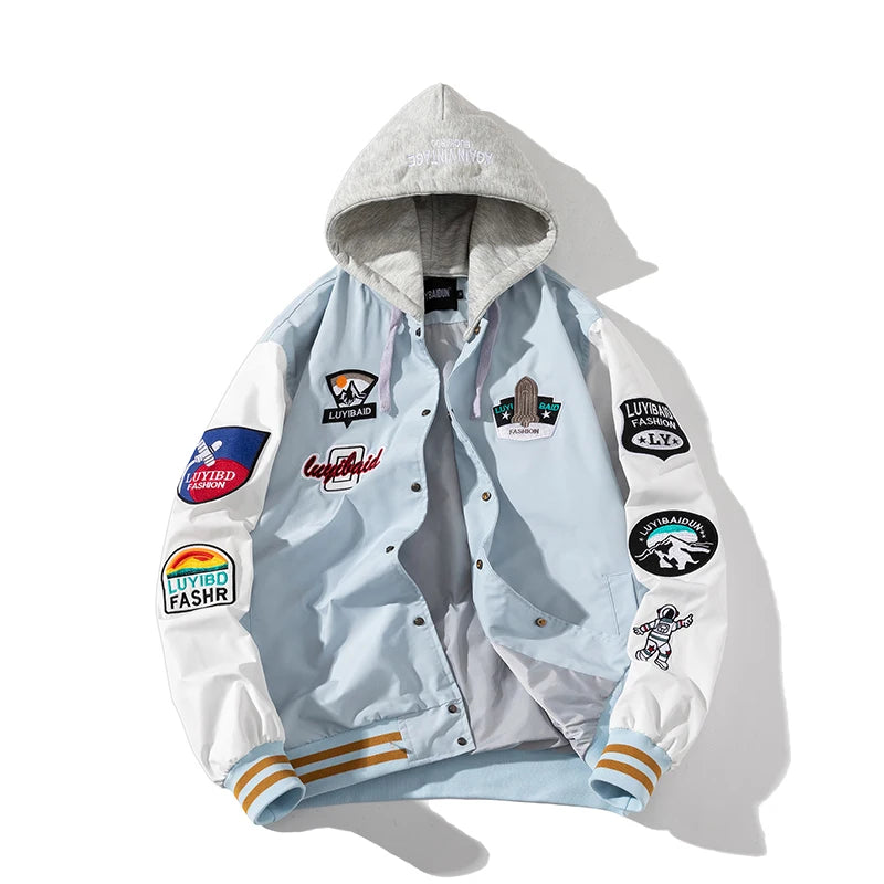 Autumn Winter Varsity Jacket Men Fashion Baseball Jacket Women Embroidery Letter American Coat College Streetwear Button Pink