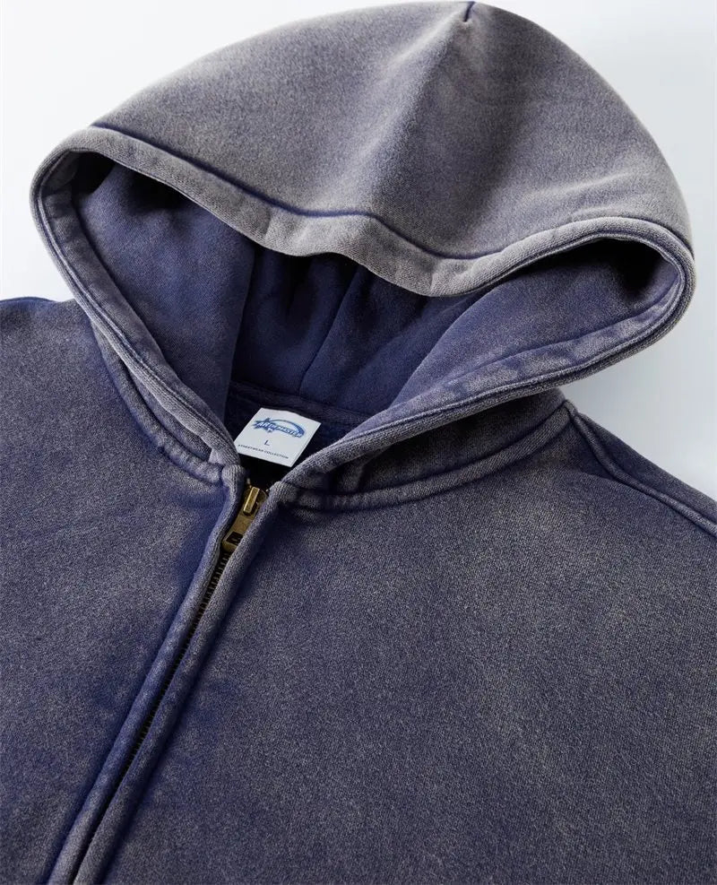 Vintage Hoodies Man Zip Up Retro Oversize Hoodies Women Casual Hooded Sweatshirt Zipper Solid Fleece American Unisex Green Pink