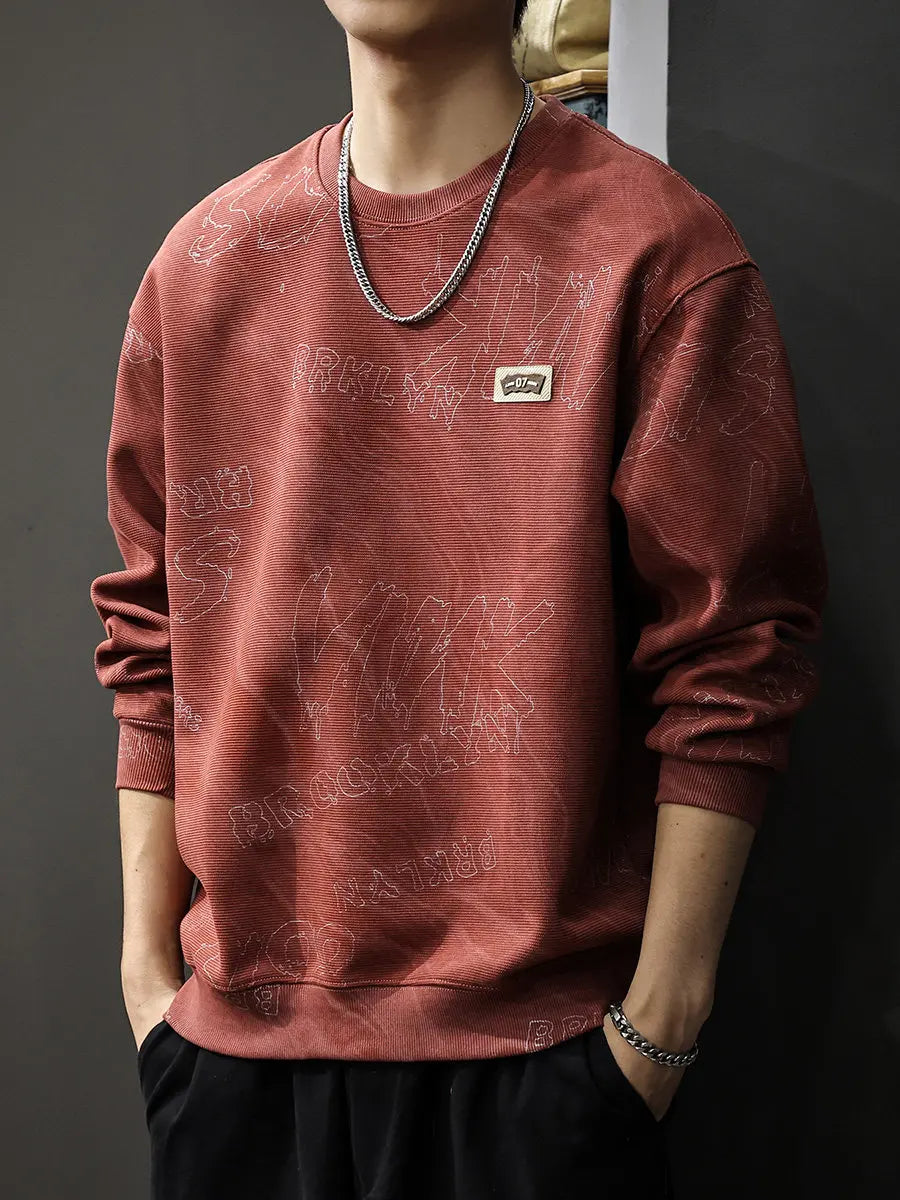 Casual Hoodies Man High Quality Crewneck Sweatshirt Vintage Jacquard Hoodies Letter Pullover Designer Autumn American Purple;