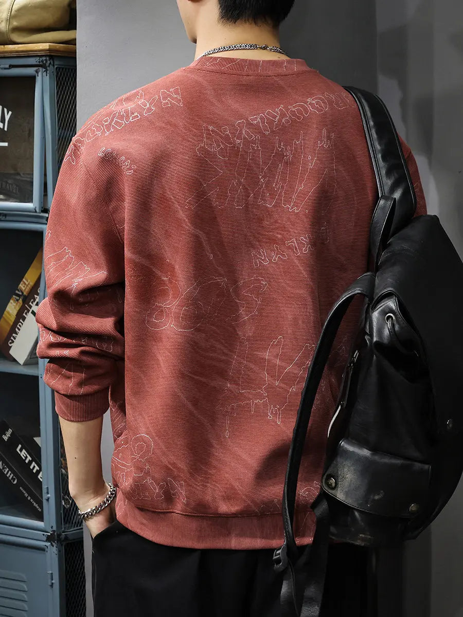 Casual Hoodies Man High Quality Crewneck Sweatshirt Vintage Jacquard Hoodies Letter Pullover Designer Autumn American Purple;