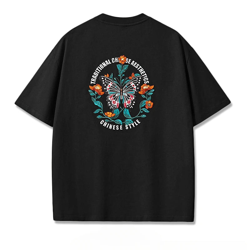 Summer Embroidery T Shirt Men Butterfly Harajuku T Shirt Women Fashion Graphic Tees Short Sleeve High Street Couple Clothes 2025