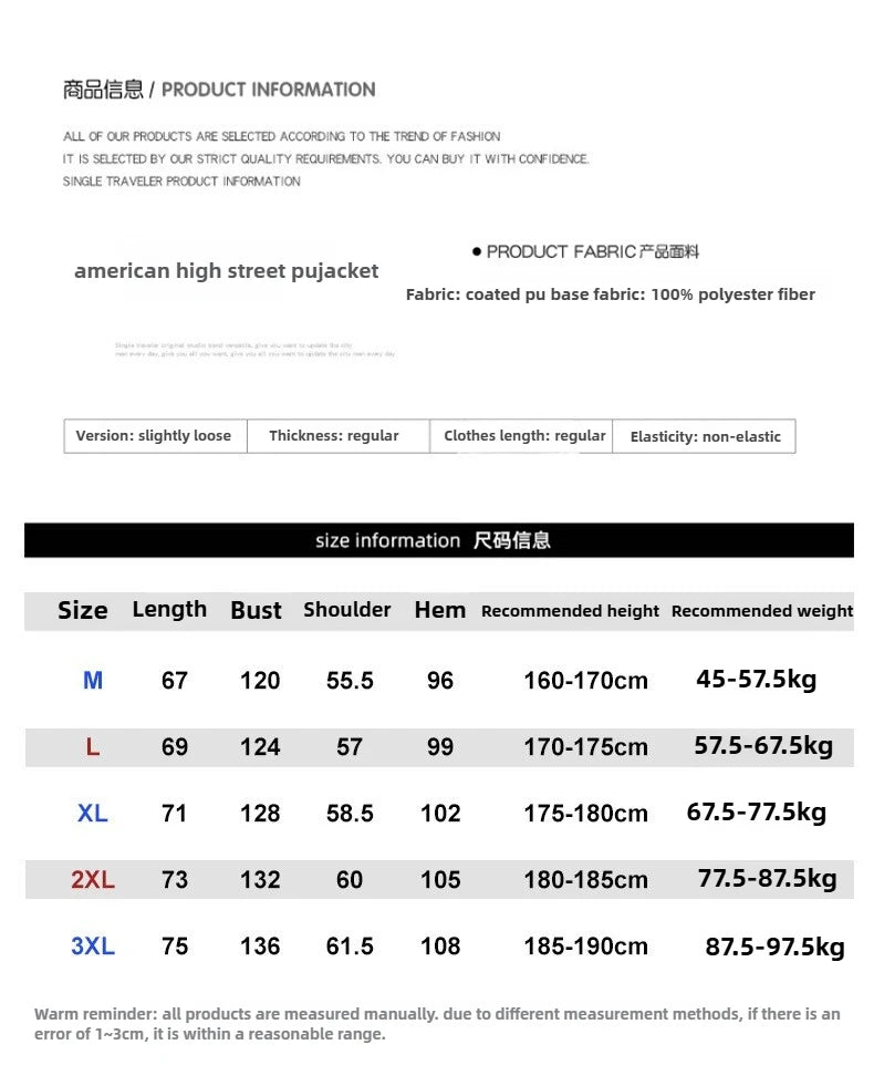 Motorcycle Leather Jackets Man Letter Embroidery Leather Coat Patchwork Fashion Streetwear American Motor Jacket Red White Black