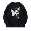 Fashion Crewneck Sweatshirt Men Butterfly Embroidery Hoodies Women Flower Graphic Harajuku Hoodies High Street Youth Streetwear