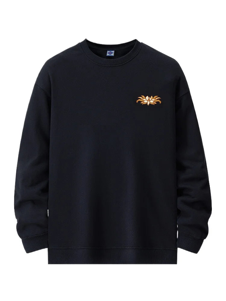 Hip Hop Crewneck Sweatshirt Men Vintage Fox Embroidery Hoodies Women Fashion Cotton Japanese Harajuku Pullover Streetwear Male