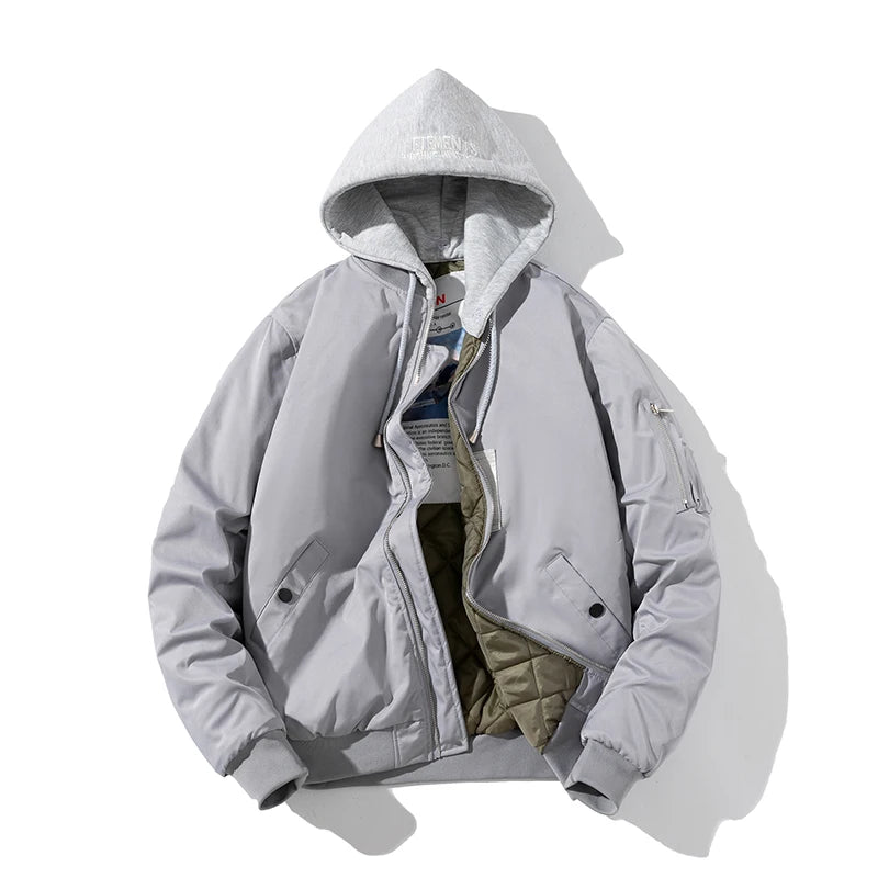 Men Bomber Jacket Women Solid Autumn Winter Pilot Jacket Fashion Vintage Hooded Baseball Coat Casual Windbreak Red Pink Burgundy