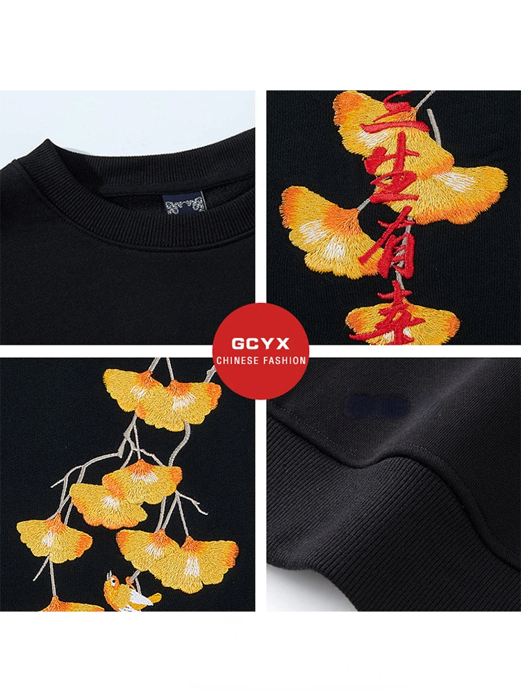 Harajuku Crewneck Sweatshirt Men Embroidery Hoodies Women Japanese Fashion Hoodies Streetwear Cotton Casual Pullover Fleece 2024