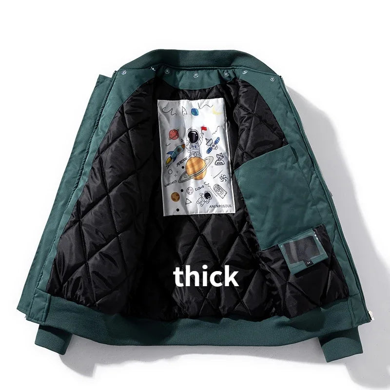 Men Women Bomber Jacket Fashion Autumn Winter Pilot Jacket Solid Vintage Baseball Coat Hooded Couple Windbreaker Pocket Pink