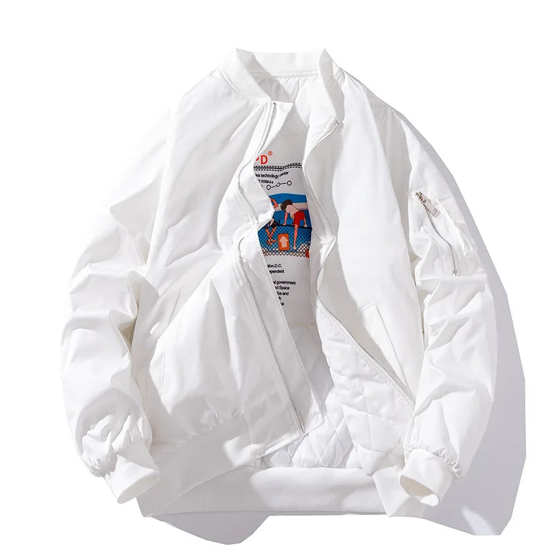 Men Bomber Jacket Autumn Winter Pilot Jacket Women Fashion Solid Baseball Coat Hooded Couple Windbreaker Pocket Streetwear Pink