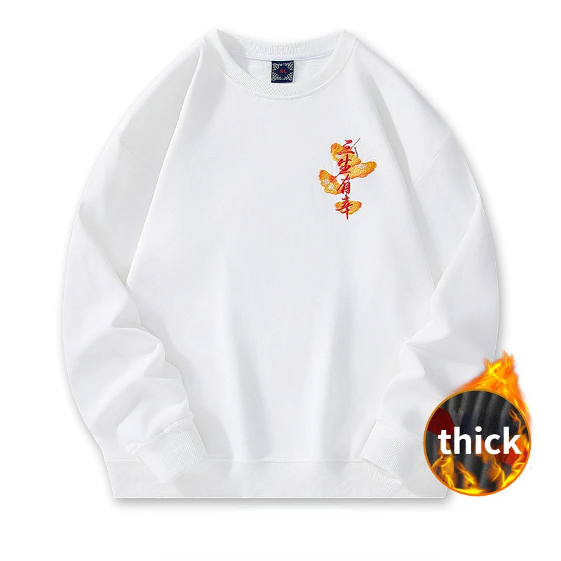 Harajuku Crewneck Sweatshirt Men Embroidery Hoodies Women Japanese Fashion Hoodies Streetwear Cotton Casual Pullover Fleece 2024