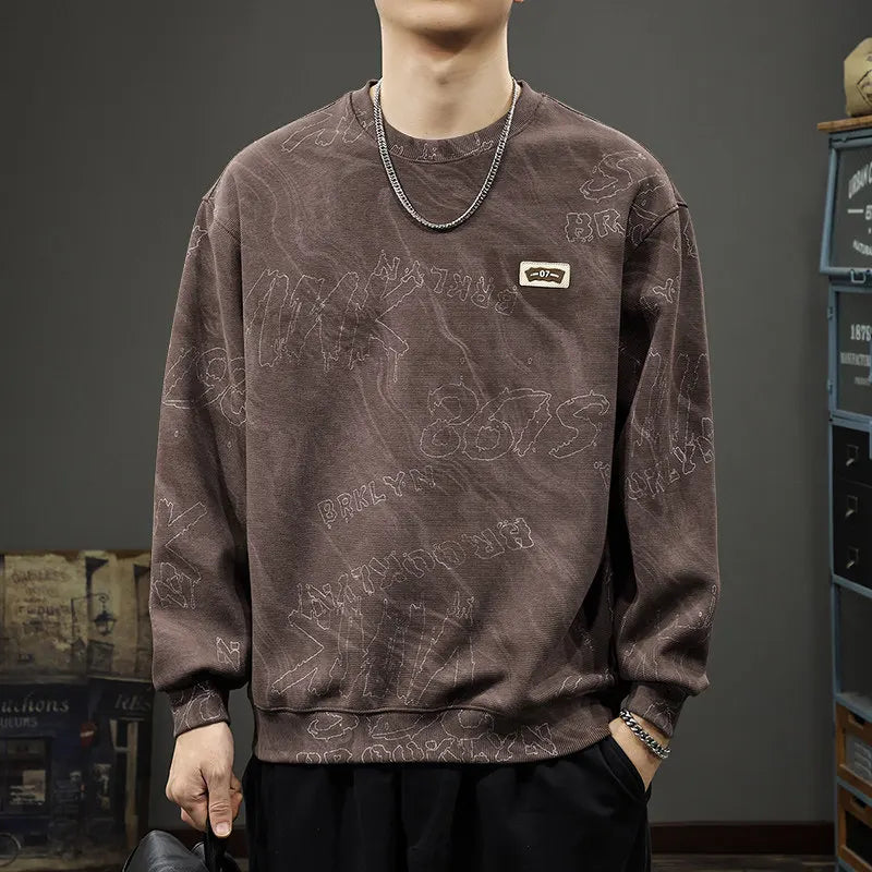 Casual Hoodies Man High Quality Crewneck Sweatshirt Vintage Jacquard Hoodies Letter Pullover Designer Autumn American Purple;