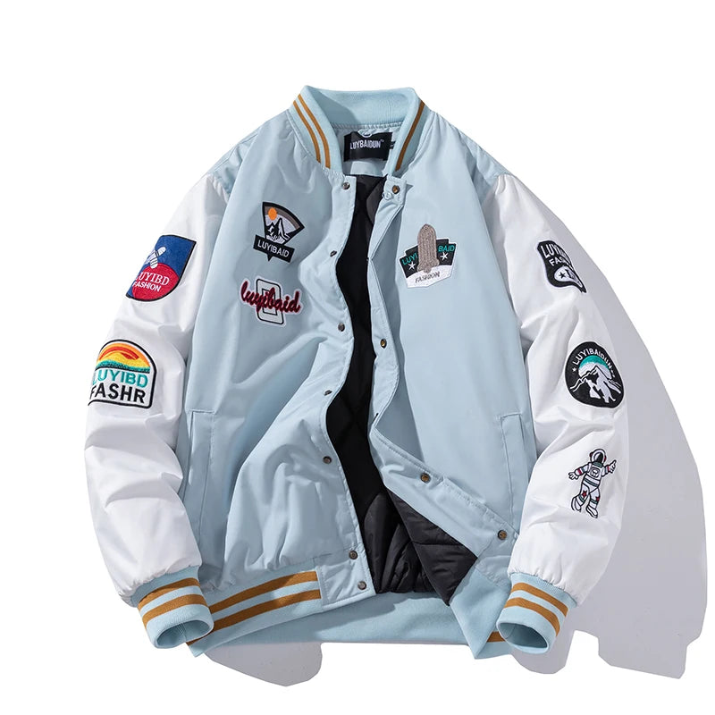Autumn Winter Varsity Jacket Men Fashion Baseball Jacket Women Embroidery Letter American Coat College Streetwear Button Pink
