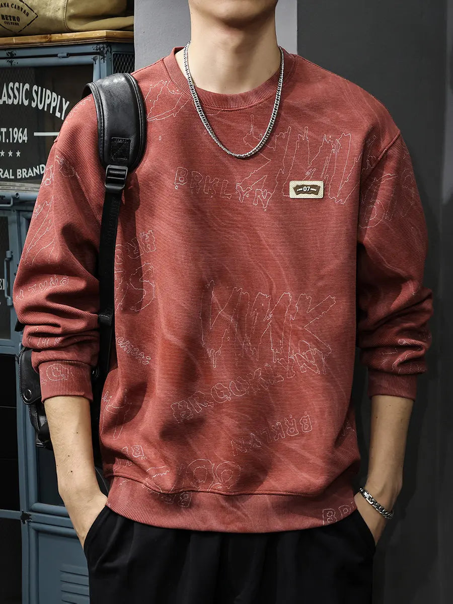 Casual Hoodies Man High Quality Crewneck Sweatshirt Vintage Jacquard Hoodies Letter Pullover Designer Autumn American Purple;