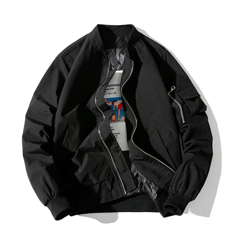 Men Bomber Jacket Autumn Winter Pilot Jacket Women Fashion Solid Baseball Coat Hooded Couple Windbreaker Pocket Streetwear Pink