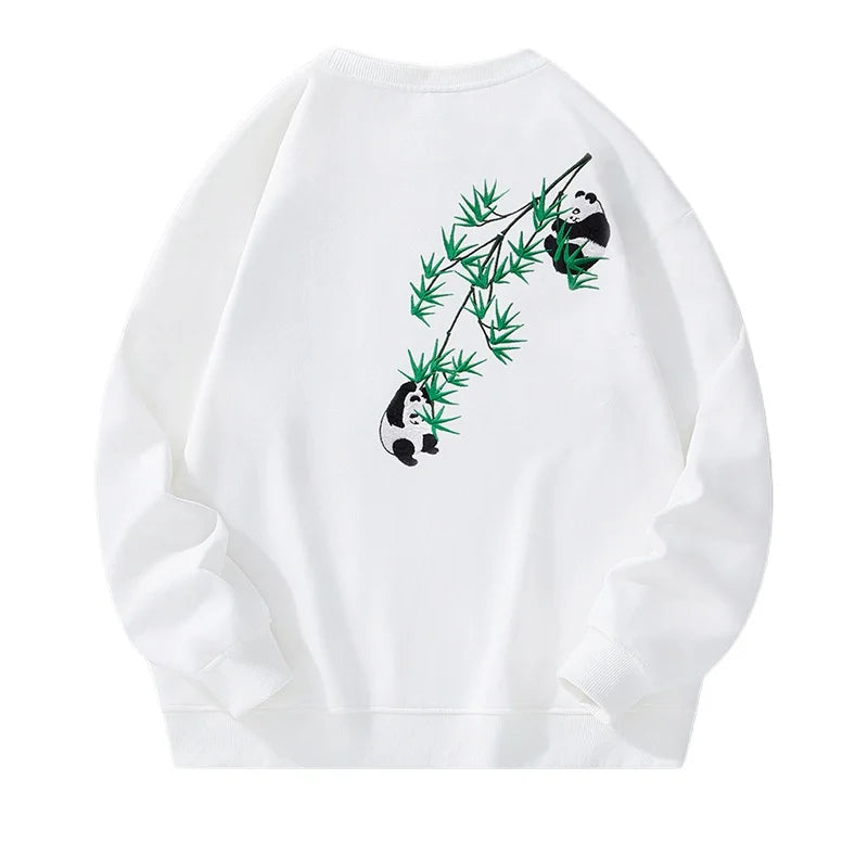 Fashion Crewneck Sweatshirt Men Bear Embroidery Hoodies Women Casual Chinese Panda Bamboo Fleece Designer Harajuku Pullover 2024