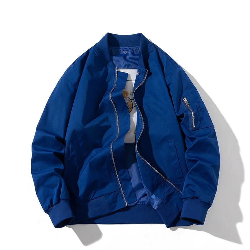 Autumn Winter Pilot Jacket Men Women Solid Bomber Jacket Vintage Fashion Casual Windbreaker Coat Hooded Couple Parkas Blue Khaki