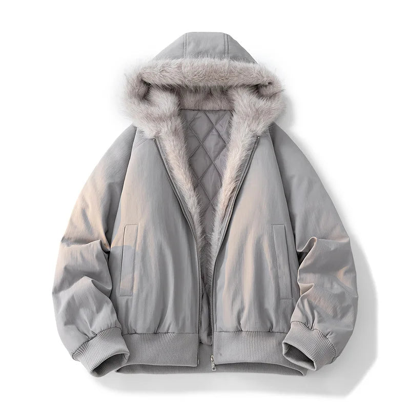 Winter Jacket Man Women Fur Collar Fashion Parka Thick Warm Coat Oversize Loose Casual Jacket Hooded American Streetwear Cool