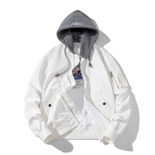 Men Bomber Jacket Women Solid Autumn Winter Pilot Jacket Fashion Vintage Hooded Baseball Coat Casual Windbreak Red Pink Burgundy