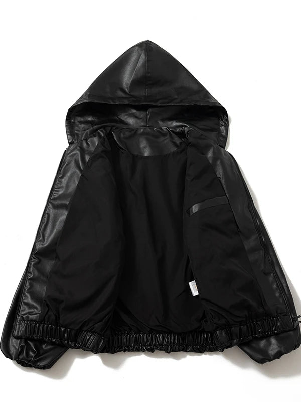 Leather Jacket Men Baggy Vintage Hip Hop Leather Coat Man Casual Autumn Winter Warm Moto Motorcycle Jacket High Street Black