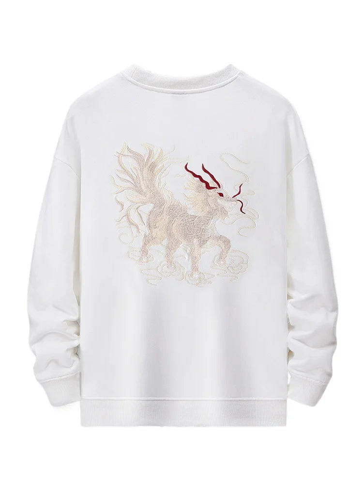 Embroidery Hoodies Men Casual Vintage Hoodies Man Chinese Harajuku Cotton Fashion Hip Hop Sweatshirt Pullover High Quality Male