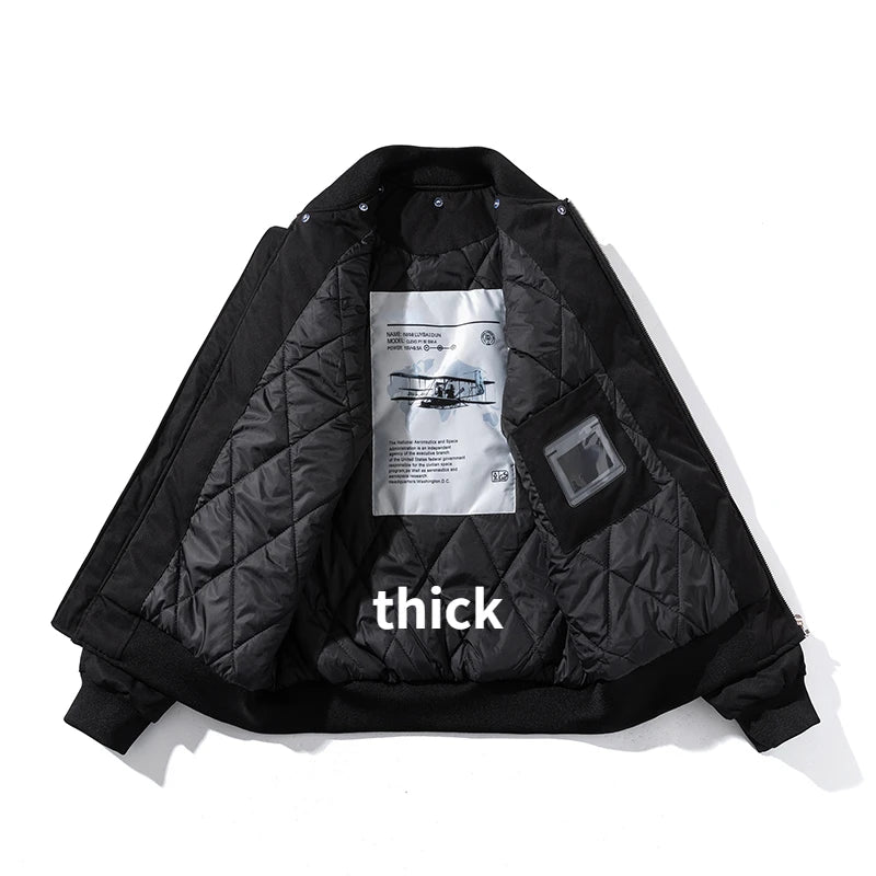 Men Women Letter Baseball Jacket Winter Vintage Bomber Jacket Fashion Hip Hop American Coat Hooded Parkas Couple High Street