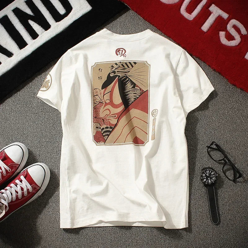 T Shirt Men Harajuku Short Sleeve Print T Shirt Men Retro Fashion Japanese Streetwear Summer Top Male Youth Plus Size 4XL 5XL