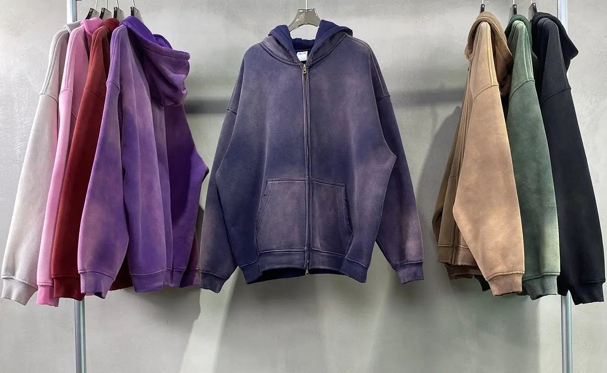 Fashion Zip Up Hoodie Man Women Casual Oversize Sweatshirt Vintage American Hooded Hoodies Harajuku Loose Fleece Pink Purple;